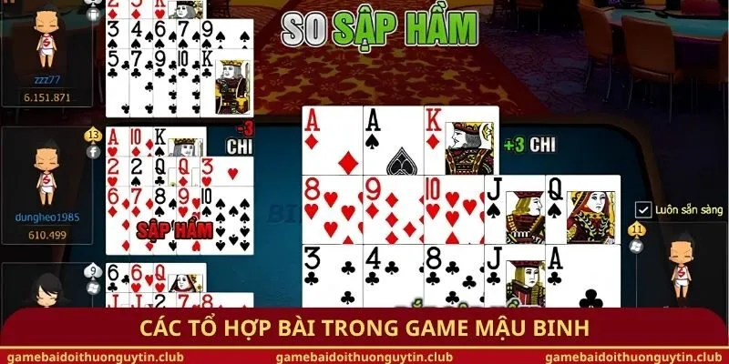 Các tổ hợp bài trong game Mậu Binh