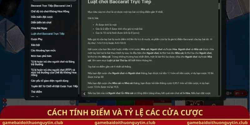 Cách tính điểm và tỷ lệ các cửa cược