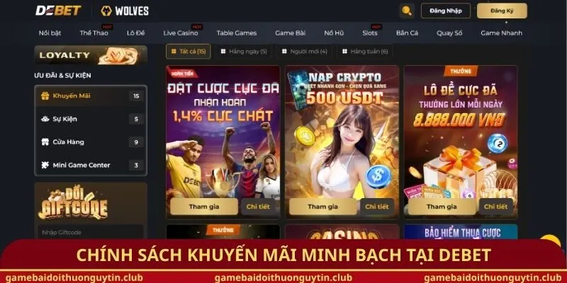 Chính sách khuyến mãi minh bạch tại DEBET