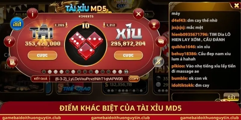 Điểm khác biệt của tài xỉu MD5