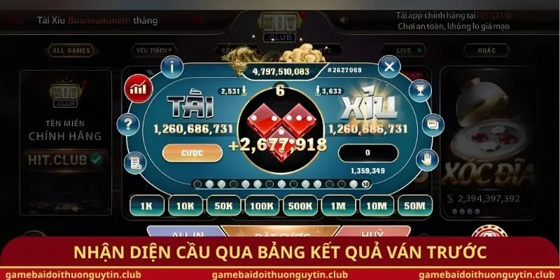 Nhận diện cầu qua bảng kết quả ván trước