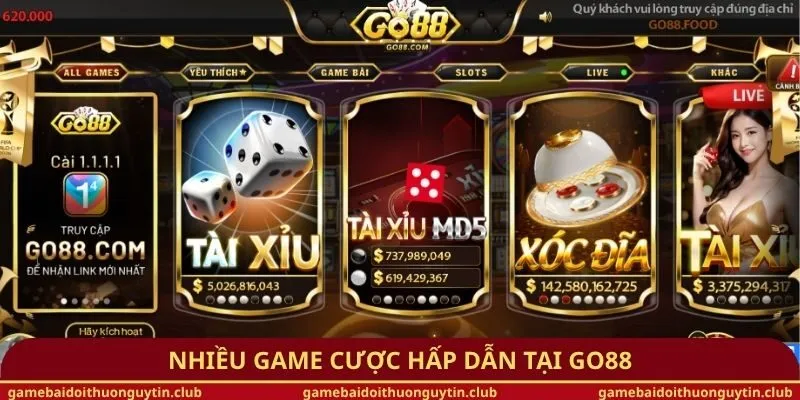 Nhiều game cược hấp dẫn tại Go88