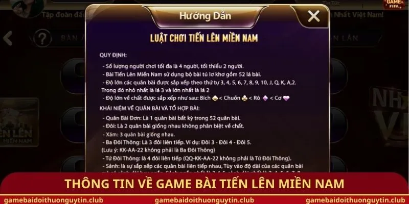 Thông tin về game bài tiến lên miền Nam
